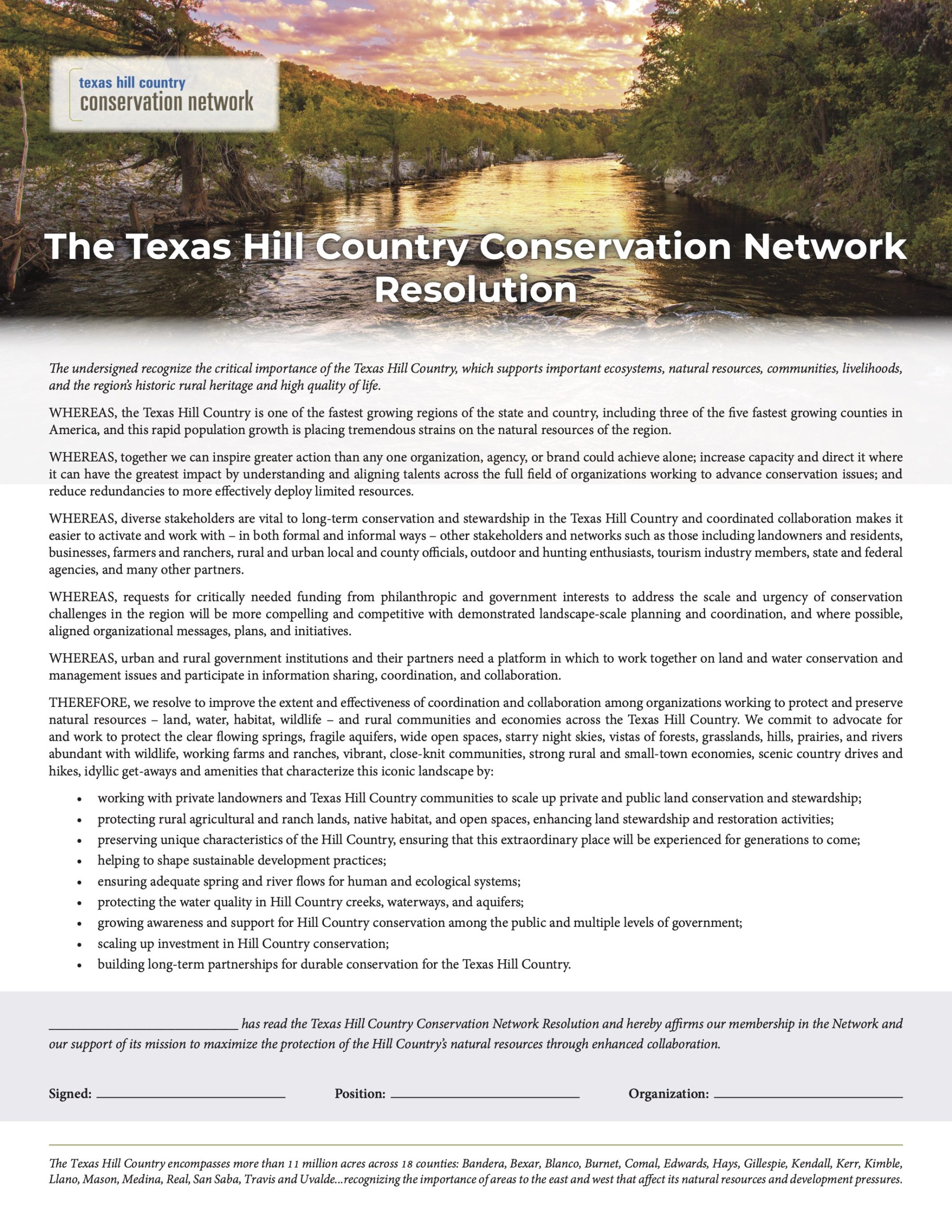 Texas Hill Country Conservation Network Resolution