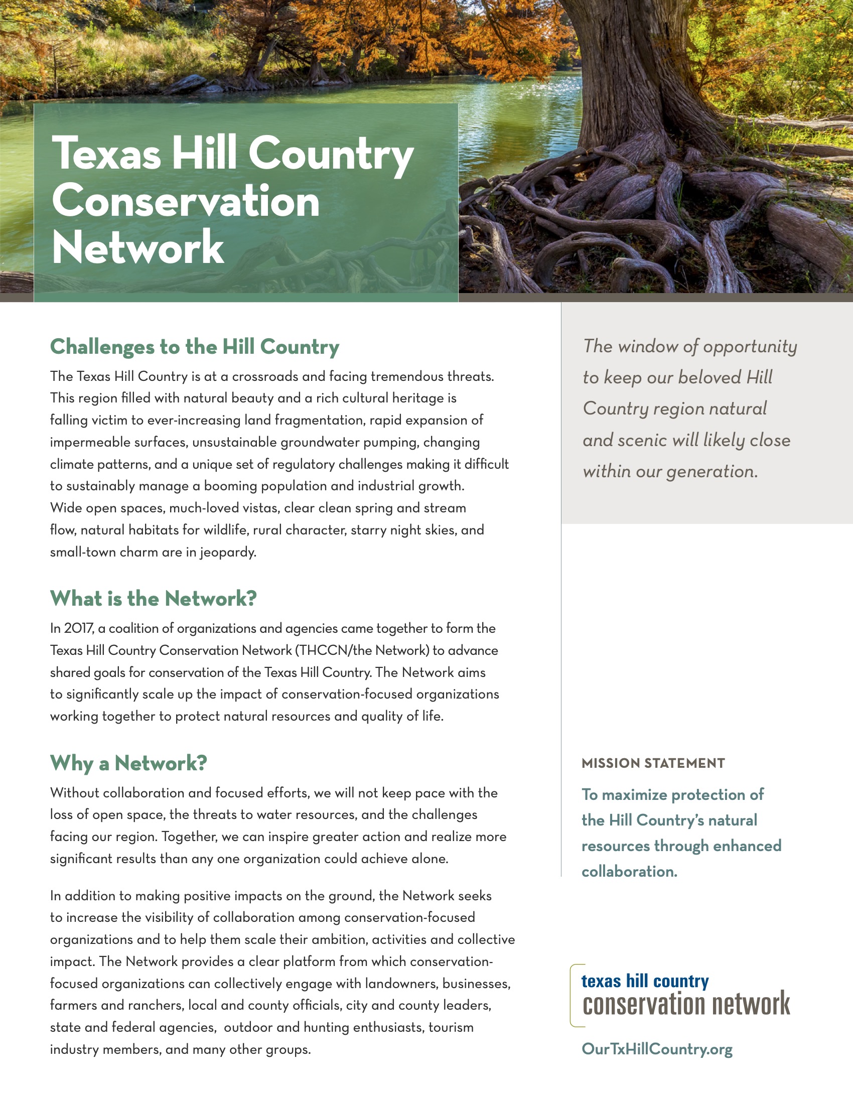 Texas Hill Country Conservation Network one-pager